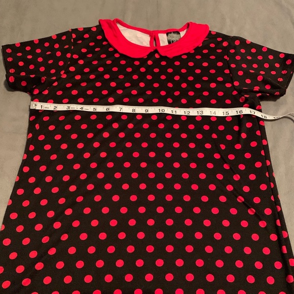 Agnes & Dora Black Red Neverland T EUC Size M Peter Pan collar pin up girl shirt - Picture 2 of 6